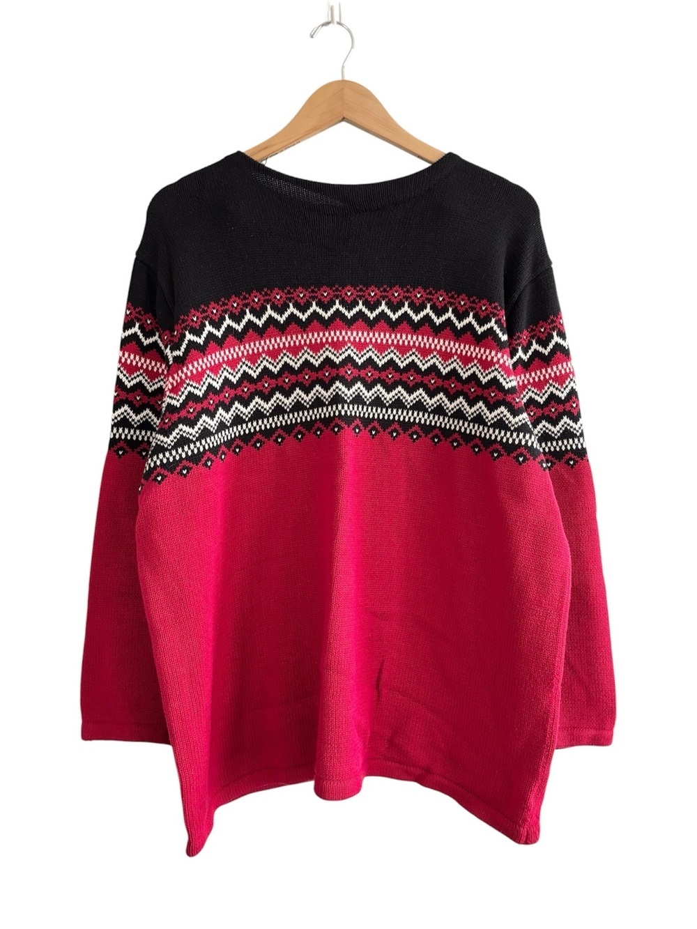 Vintage Eddie Bauer Cotton Alpine Fair Isle Pullover Scoop Neck Sweater
